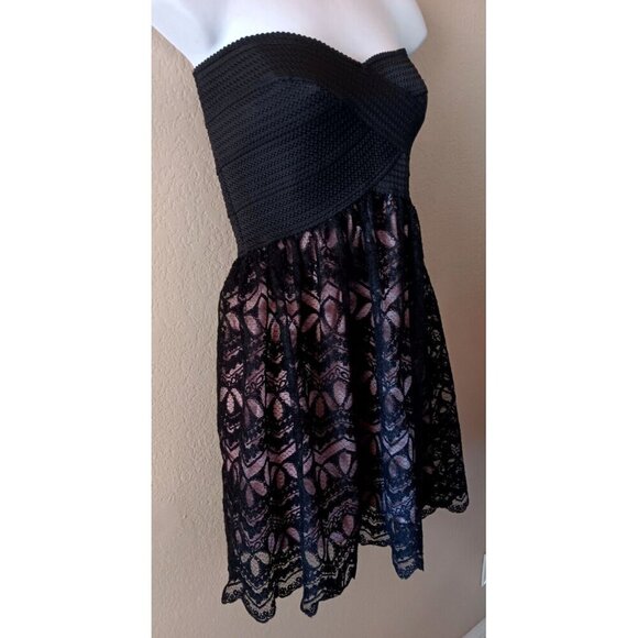 NWT! Black Lace Strapless Bandage Dress Jr 5 Semi Formal Party Costume Trixxi - Picture 5 of 12